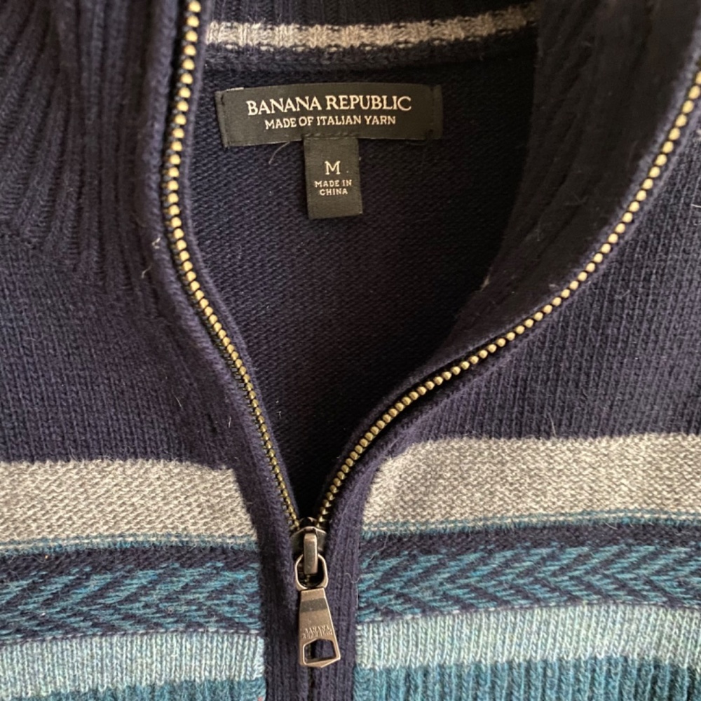 Banana Republic Mens Pullover 1/4 Zip Merino Wool Blend Sweater Collar Size M - Picture 4 of 7